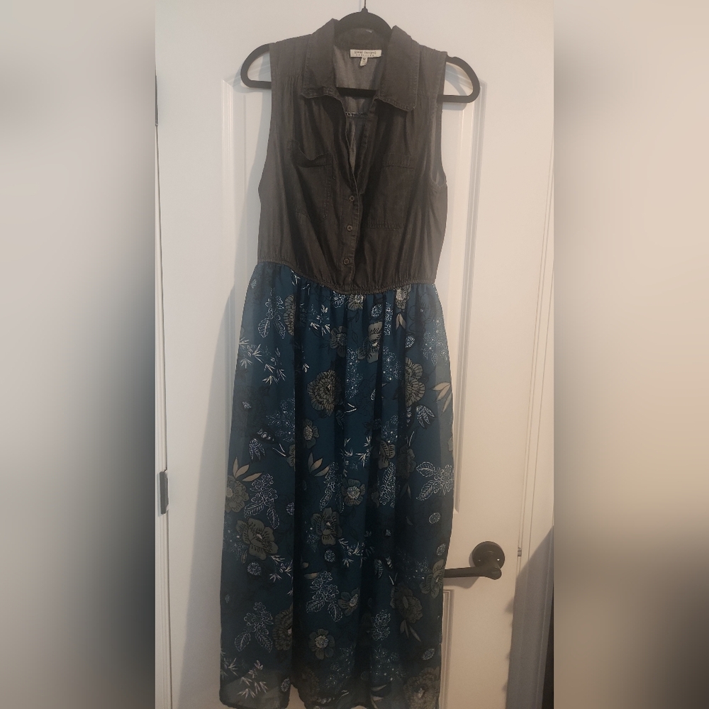 Floral Blue and Black Dress